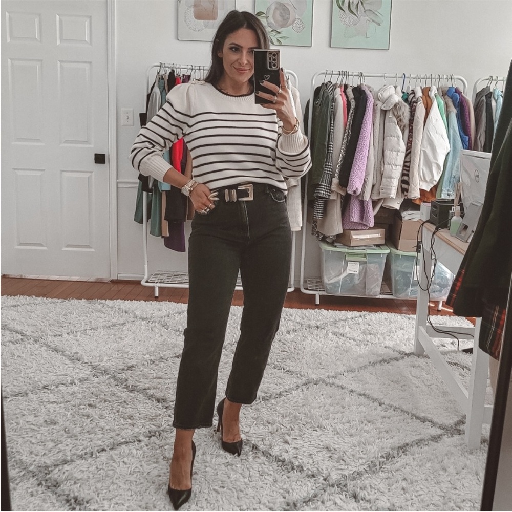 Draper James stripe puff sleeves sweater